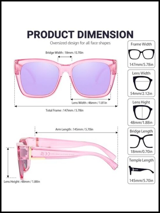 Chic Oversized Square Fit Over Sunglasses with UV Protection main image 5